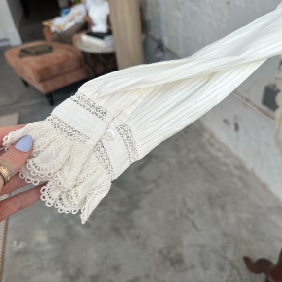 Sézane Chemise Marianella Scalloped White Victorian Blouse SIZE 4 - Picture 5 of 13